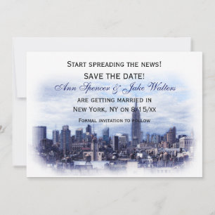 Invitation Rappel de date ciel de New York bleu marine rêveur