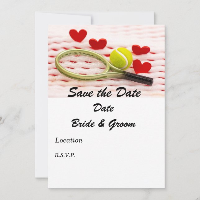 Invitation Raquette de tennis et balle avec amour (Devant)
