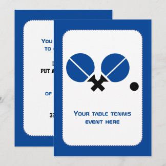 Invitation Raquettes de ping-pong de ping-pong et bleu boule