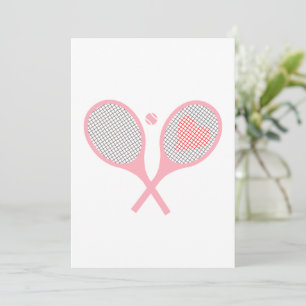Invitation Raquettes De Tennis Pastel Heart Et Design De Ball