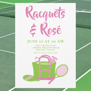 Invitation Raquettes & Rosé Tennis Party Preppy Ladies Day