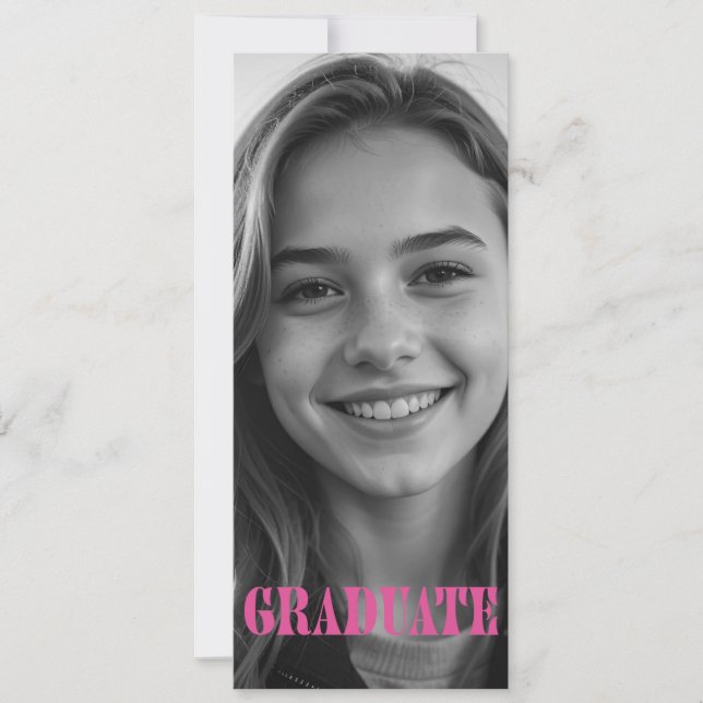 Invitation Raspberry Pink Modern Graduation Announcement Card (Devant)