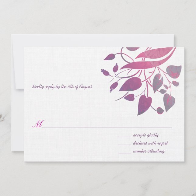 Invitation Raspberry Wisteria Grey Wedding RSVP (Devant)