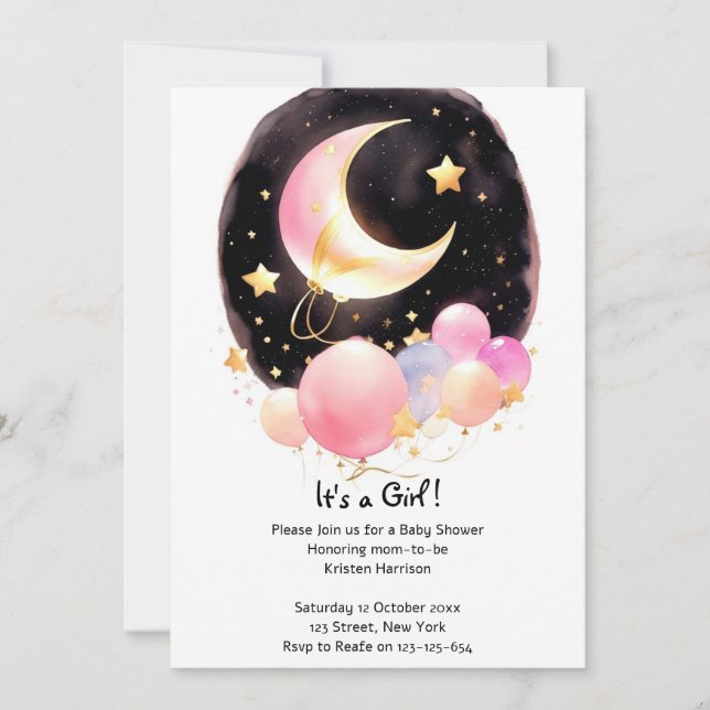 Invitation Rassemblement céleste Whimsical : Baby shower de f (Devant)