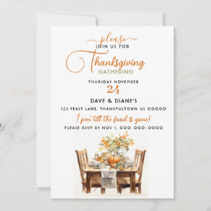 Invitation Rassemblement de la table du dîner de Thanksgiving