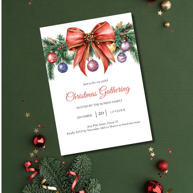 Invitation Rassemblement de Noël d'élégante couronne d'hiver (Créateur téléchargé)
