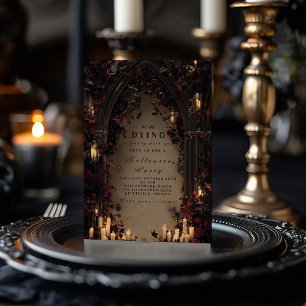 Invitation Rassemblement d'Halloween dans une cathédrale goth
