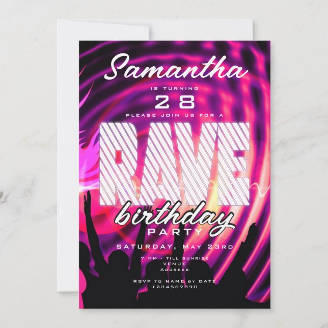 Invitation Rave EDM Clubbing Techno Music Anniversaire (Devant)
