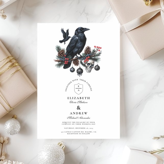 Invitation Raven Crâne gothique Mariage de vacances (Créateur téléchargé)
