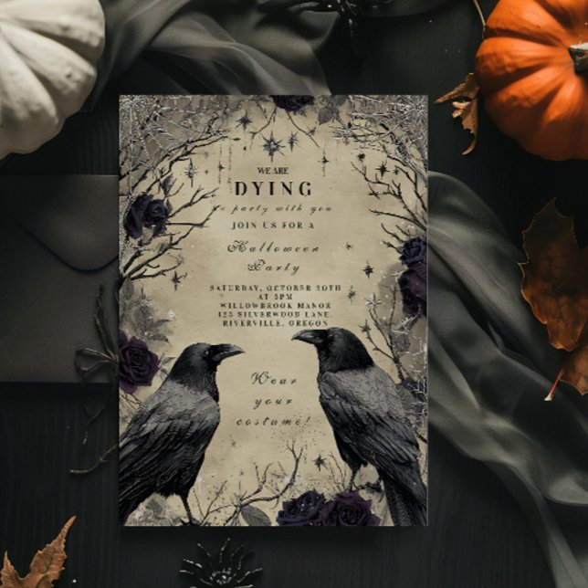 Invitation Raven foncé Rassemblement Rose d'Halloween (Créateur téléchargé)