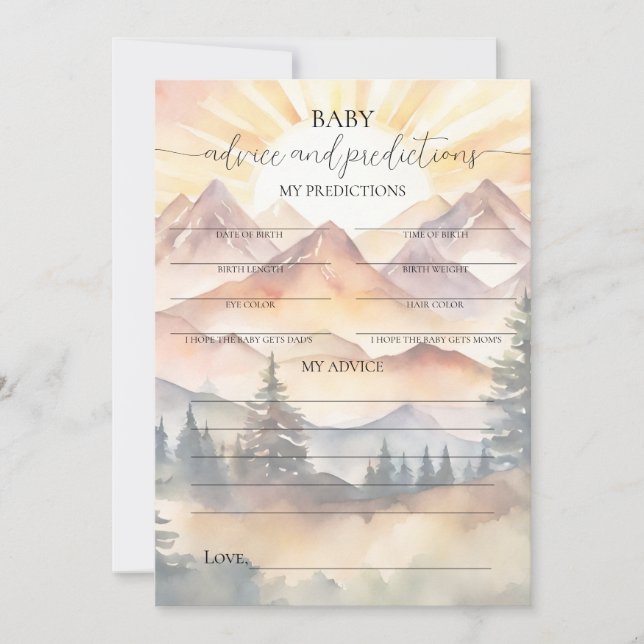 Invitation Ray of Sunshine Baby Advice & Predictions Card (Devant)