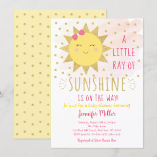 Invitation Ray Of Sunshine Baby shower Rose & Or