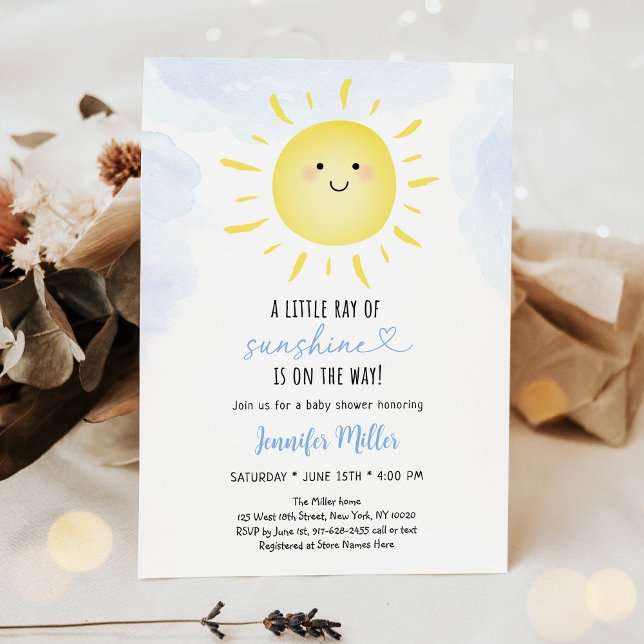 Invitation Ray of Sunshine Blue Sunshine Baby shower nuage (Créateur téléchargé)
