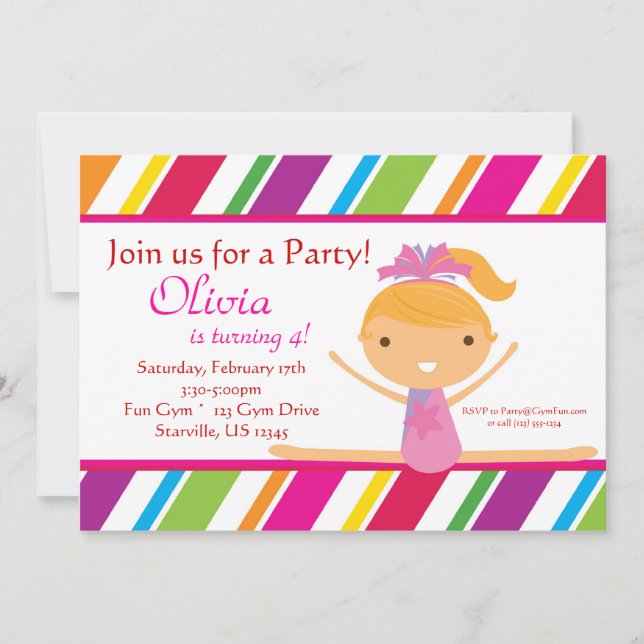 Invitation rayée de fête d'anniversaire de (Devant)