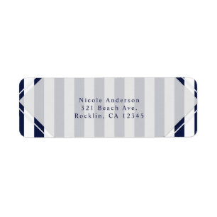 Invitation rayée moderne bleu et blanc