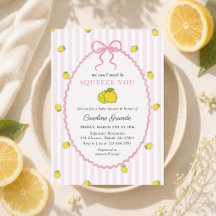 Invitation rayée pour Baby Shower Citron