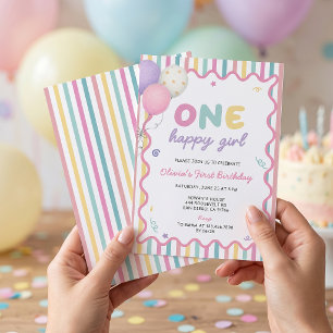 Invitation rayée pour le 1er anniversaire d'une fi
