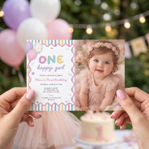 Invitation rayée pour le 1er anniversaire d'une fi