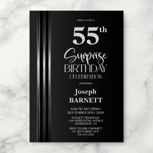 Invitation Rayo noir à rayures argentées 55e anniversaire sur