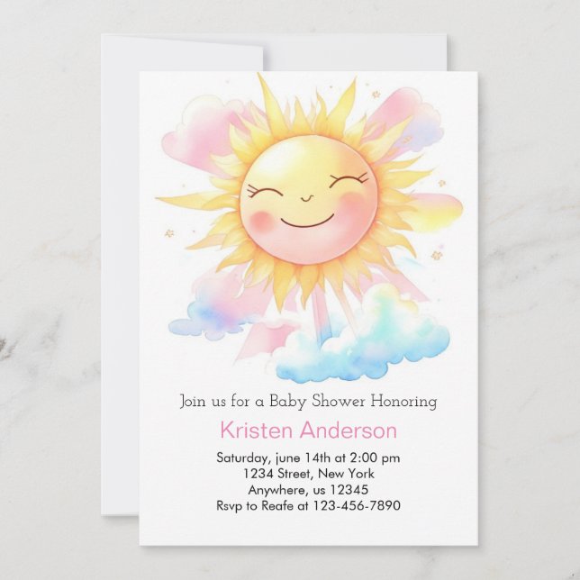 Invitation Rayons de Joyful Sunshine Girl Baby shower (Devant)