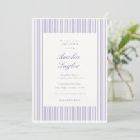 Rayure élégante lavande violet Baby Shower Classiq