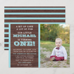 Invitation Rayures bleues en pastel sur le ęr anniversaire de