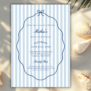 Invitation Rayures Classiques Garçon Bleu Océan pour Tout Ann