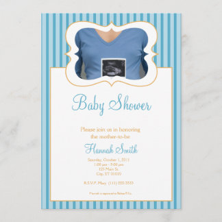 Invitation Rayures de sucrerie - baby shower BO de photo