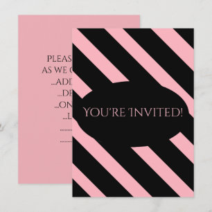Invitation Rayures larges roses et noires élégantes
