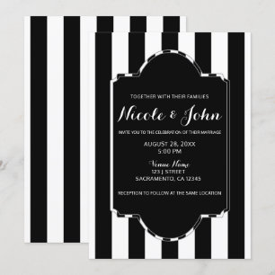 Invitation Rayures noires et blanches Élégance chic moderne p