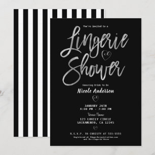 Invitation Rayures noires et blanches Rose Or Rose Lingerie D