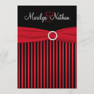 Invitation Rayures noires et rouges avec l'invitation blanc
