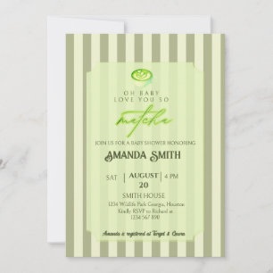 Invitation Rayures Vert Sauge Vous Aiment Tellement Bébé Matc