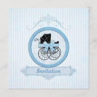 Rayures vintages minables de baby shower bleu