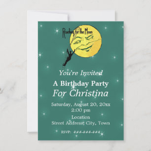 Invitation Reach for the Moon Anniversaire Homme Échelle Étoi