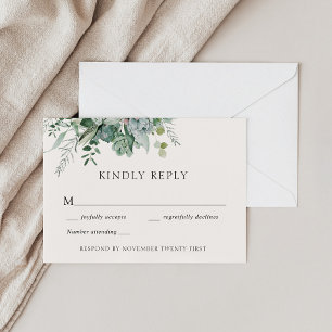Invitation Réaction verte Mariage de succulent et d'eucalyptu