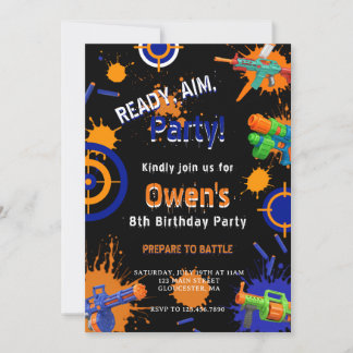Invitation Ready, Aim, Party! Dart | Nerf Gun Battle Birthday