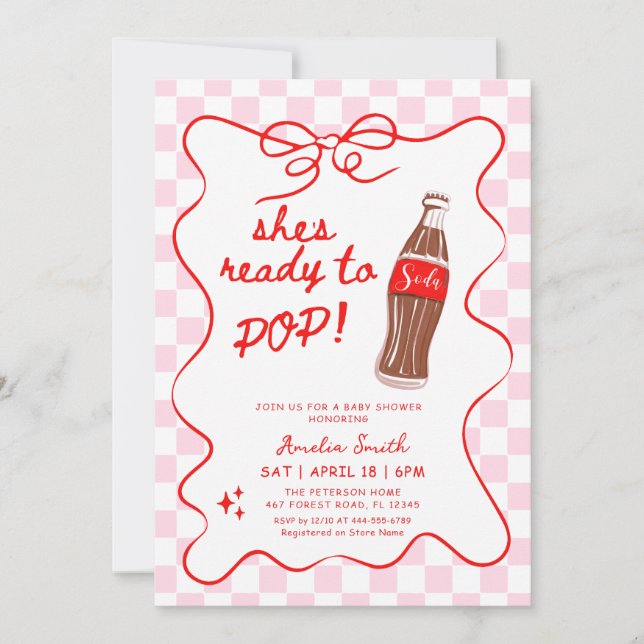 Invitation Ready to Pop Soda girl Baby shower (Devant)