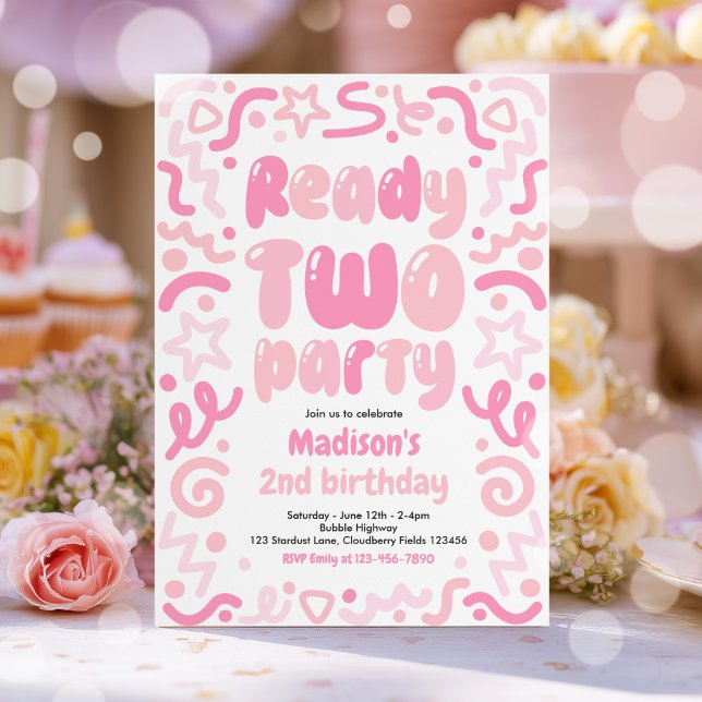 Invitation Ready Two Party Confetti Balloon 2nd Birthday  (Créateur téléchargé)