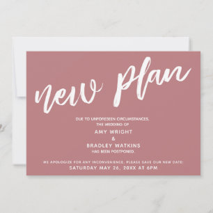 Invitation Réaménagement de Mariage Reporté Annonce Rose Pous