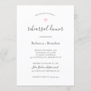 Invitation Rebecca Soir de Répétition Coeur Rose