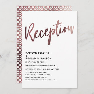 Invitation Réception après la typographie Mariage Rose de l'o