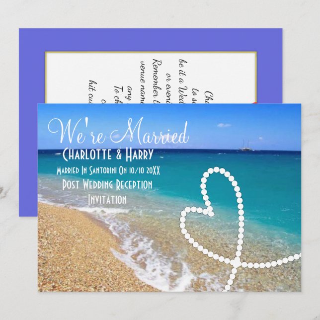 Invitation Réception après mariage Sunny Beach Scène (Devant / Derrière)