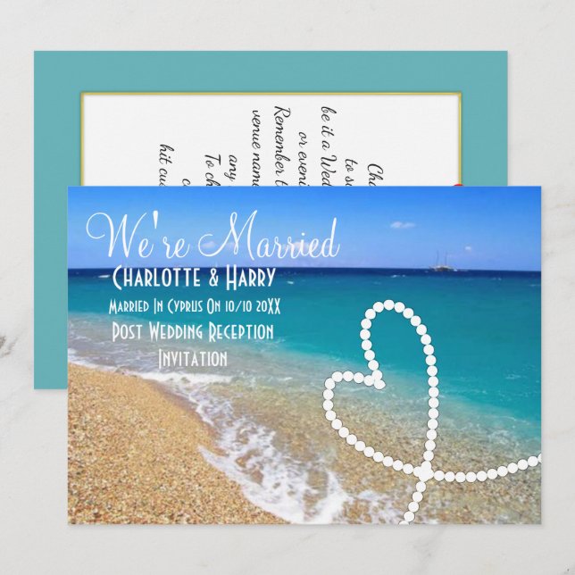 Invitation Réception après mariage Sunny Beach Scène (Devant / Derrière)