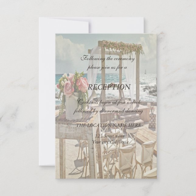 Invitation Réception Arche Florale Mariage Plage (Devant)