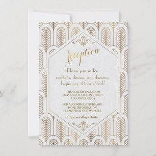 Invitation Réception Art Déco Great Gatsby White Gold