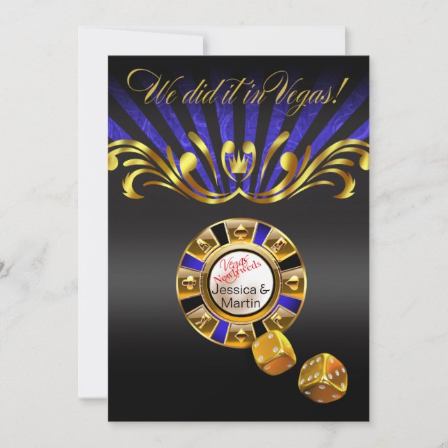 Invitation Réception Art Nouveau Vegas | bleu or (Devant)