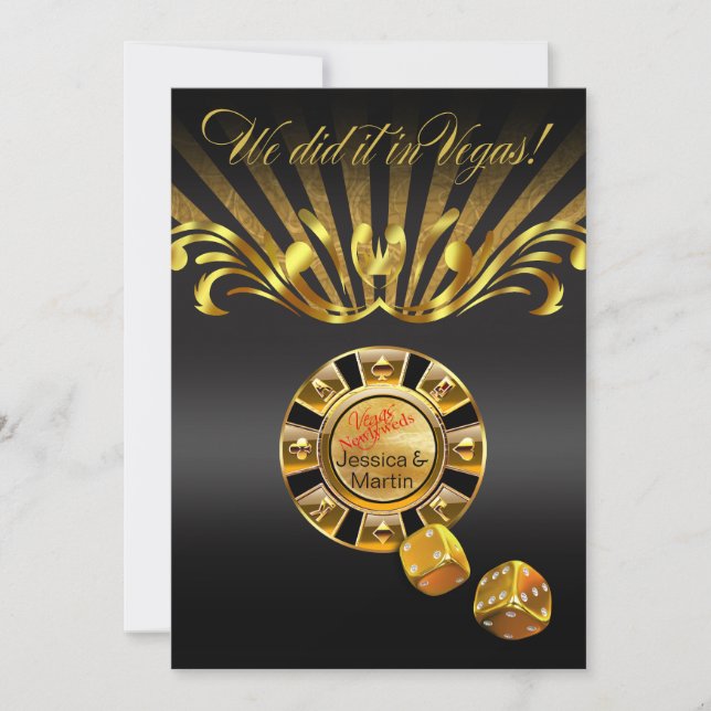 Invitation Réception Art Nouveau Vegas | noir or (Devant)