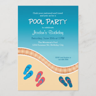 Invitation Réception au bord de la piscine avec l'invitation