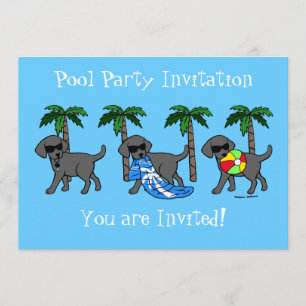 Invitation Réception au bord de la piscine noire fraîche de